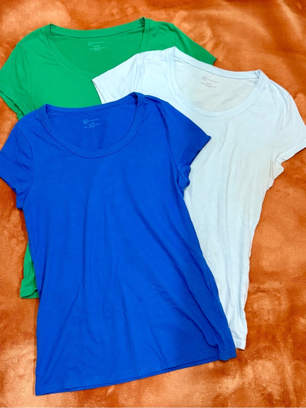 No Boundaries Scoop Neck Tee Trio - Blue, Green, Light Blue